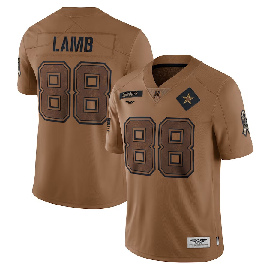 CeeDee-Lamb-Dallas-Cowboys-CJP-Apparel-2023-Salute-To-Service-Limited-Jersey---Brown