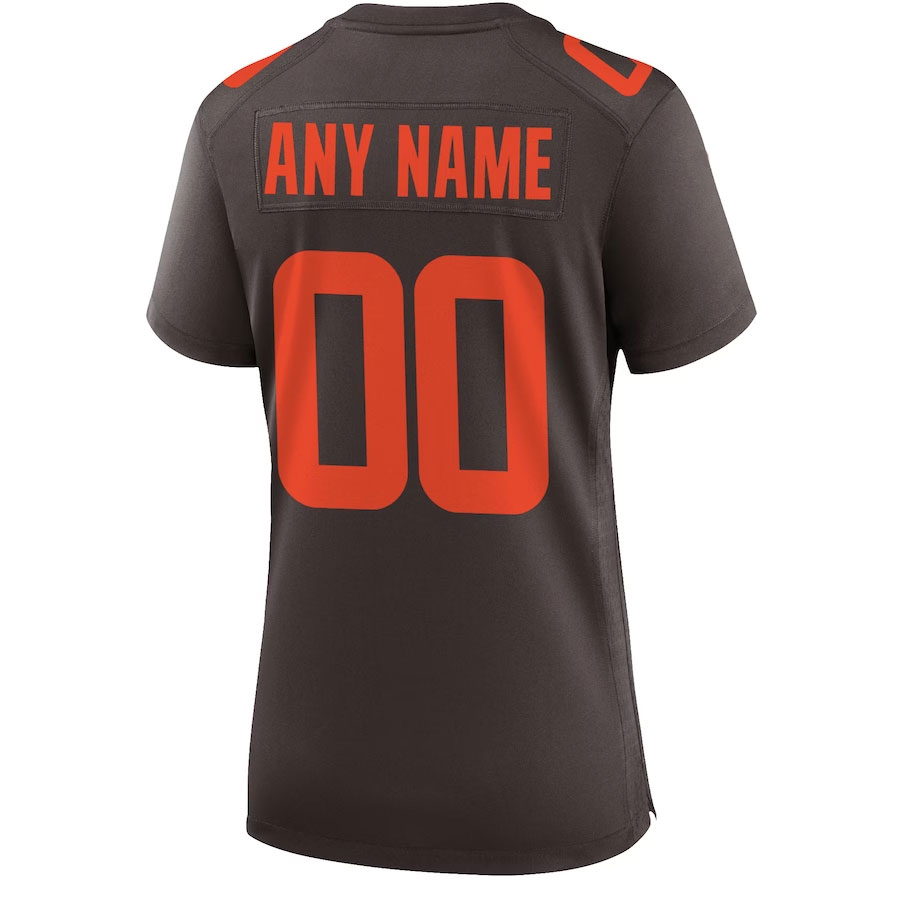 Cleveland-Browns-CJP-Apparel-Women's-Alternate-Custom-Game-Jersey---Brown.Back-Viwe