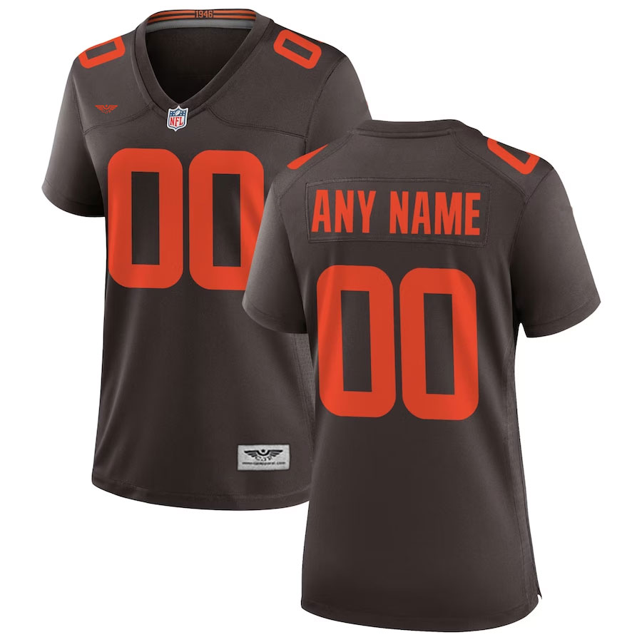 Cleveland-Browns-CJP-Apparel-Women's-Alternate-Custom-Game-Jersey---Brown