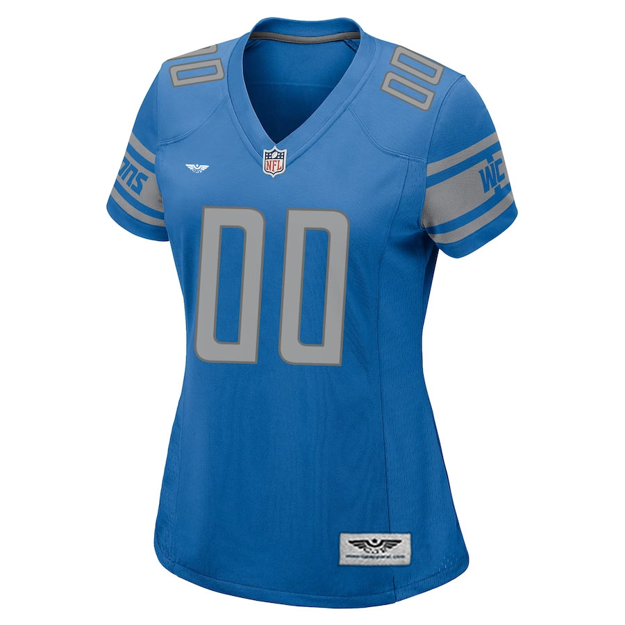 Detroit-Lions-CJP-Apparel-Women's-Custom-Game-Jersey---Blue.Furent-Viwe