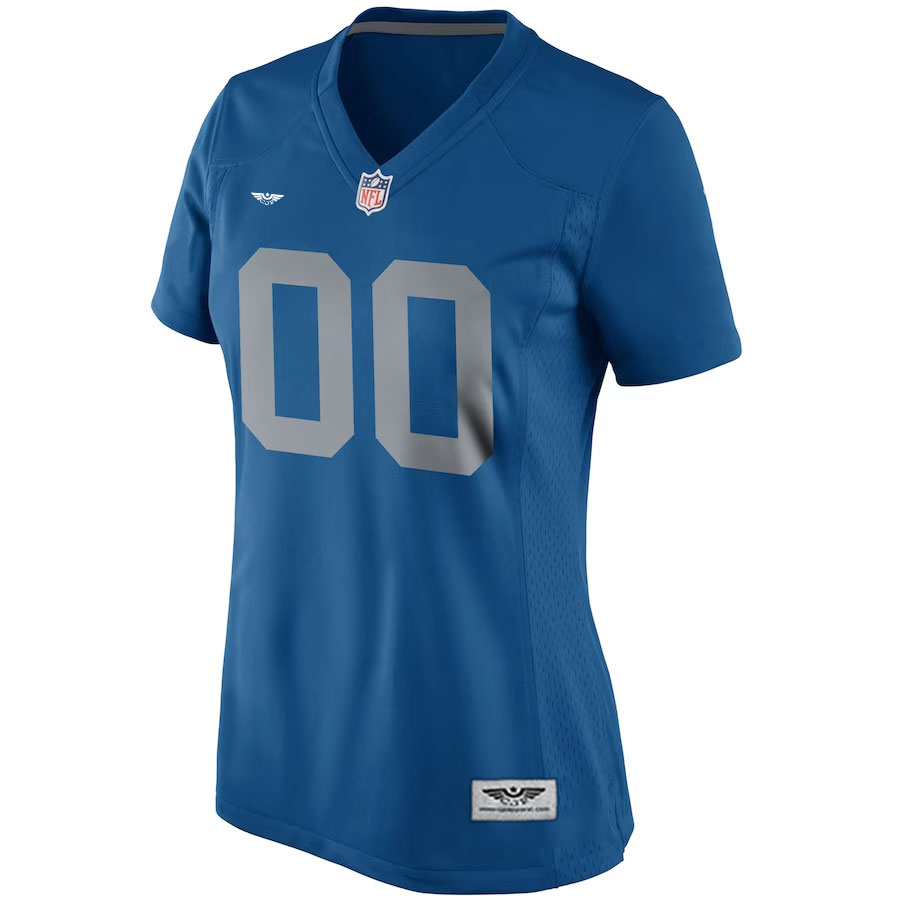 Detroit-Lions-CJP-Apparel-Women's-Throwback-Custom-Game-Jersey---Blue.Furent-Viwe