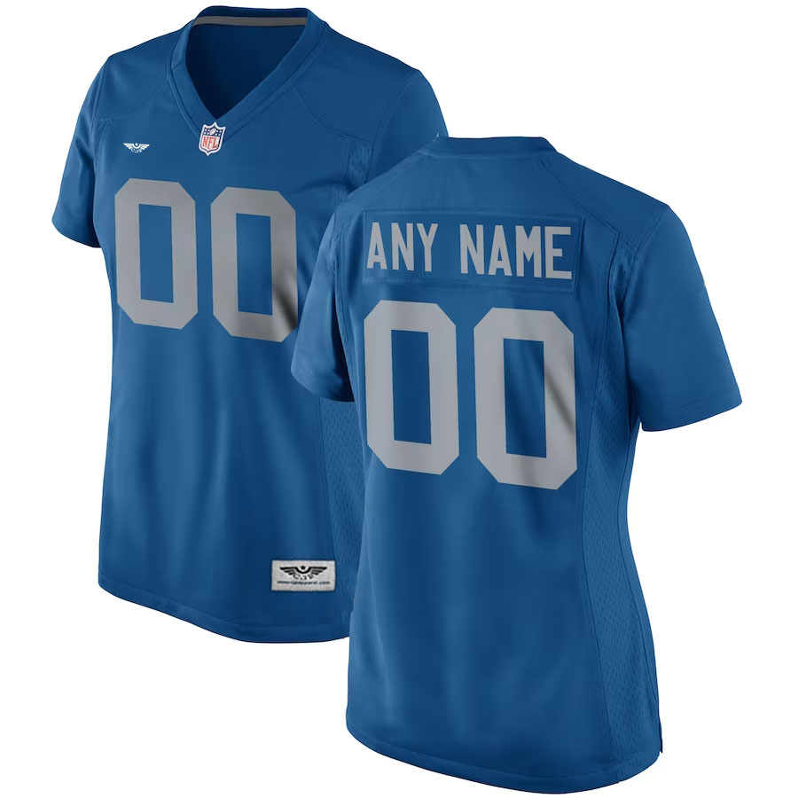 Detroit-Lions-CJP-Apparel-Women's-Throwback-Custom-Game-Jersey---Blue