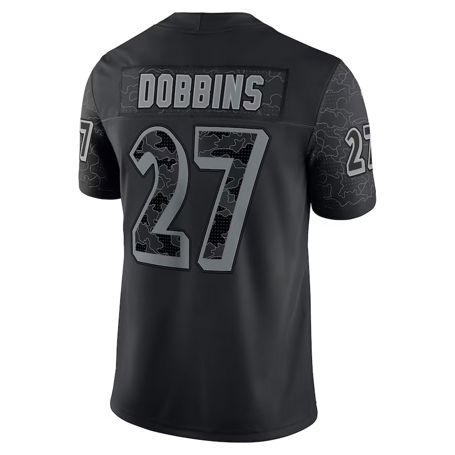 J-K--Dobbins-Baltimore-Ravens-CJP-Apparel-RFLCTV-Limited-Jersey---Black.Back-Viwe