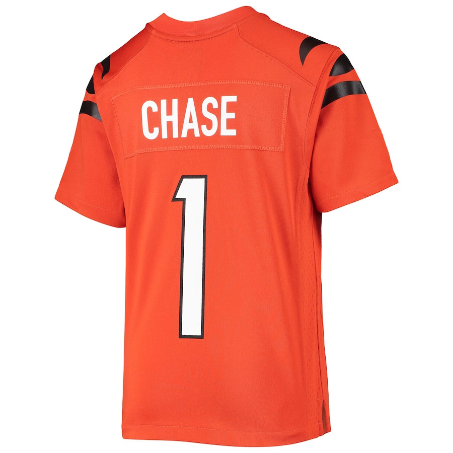 Ja'Marr-Chase-Cincinnati-Bengals-CJP-Apparel-Game-Jersey---Orange.Back-Viwe