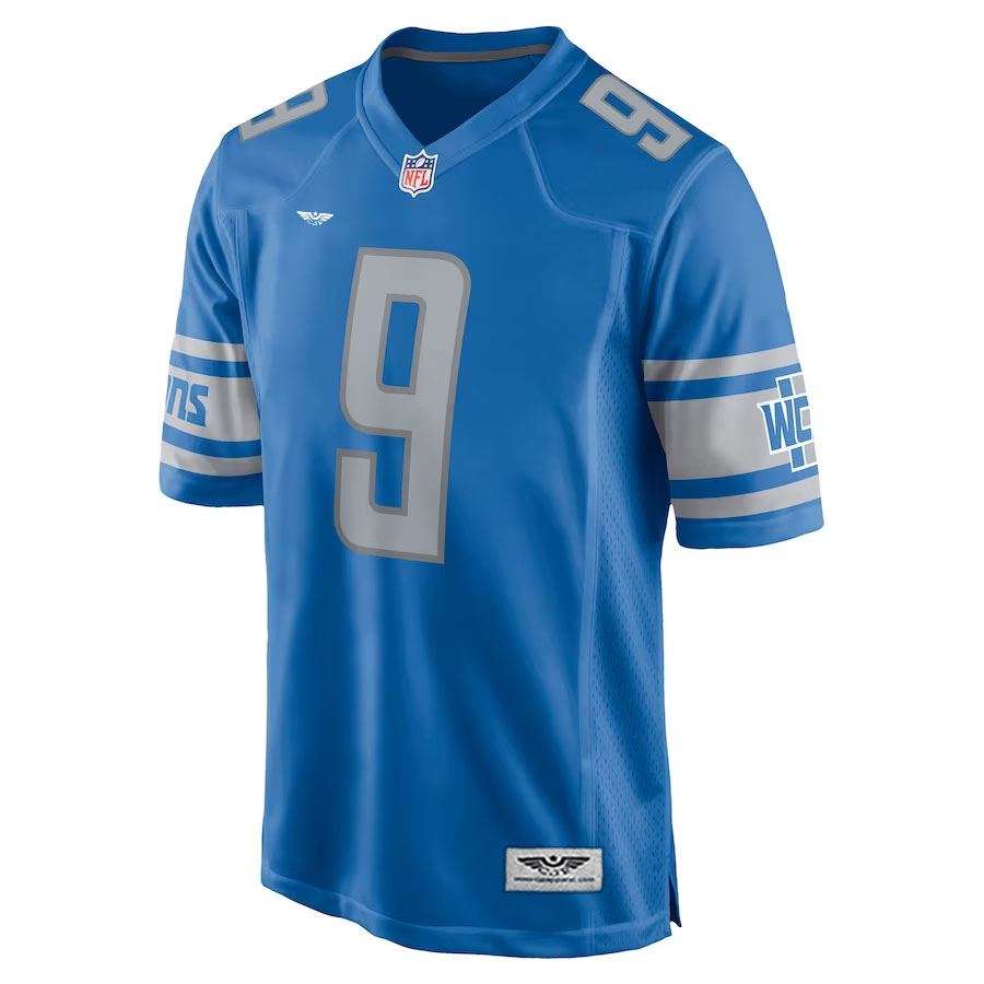 Jameson-Williams-Detroit-Lions-CJP-Apparel-Player-Game-Jersey---Blue.Furent-Viwe