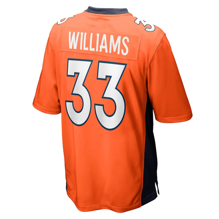Javonte-Williams-Denver-Broncos-CJP-Apparel-Player-Game-Jersey---Orange.Back-Viwe