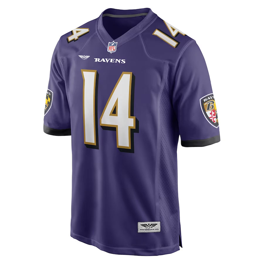 Kyle-Hamilton-Baltimore-Ravens-CJP-Apparel-Player-Game-Jersey---Purple-Furent-Viwe