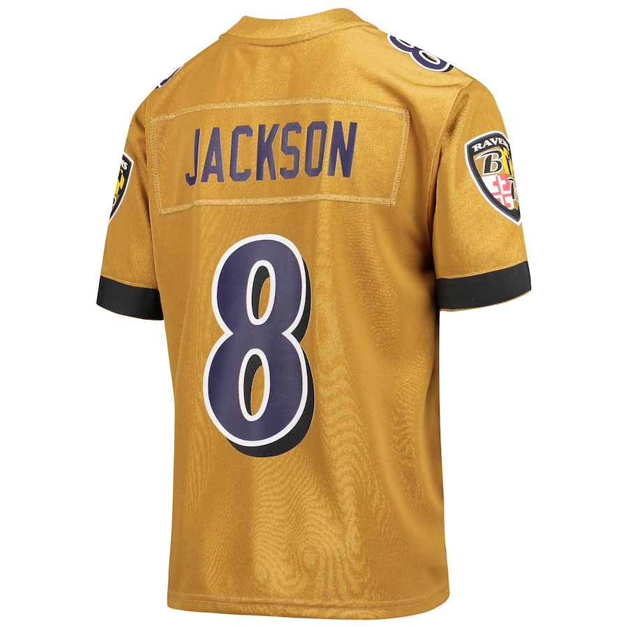 Lamar-Jackson-Baltimore-Ravens-CJP-Apparel-Inverted-Game-Jersey---Gold.Back-Viwe