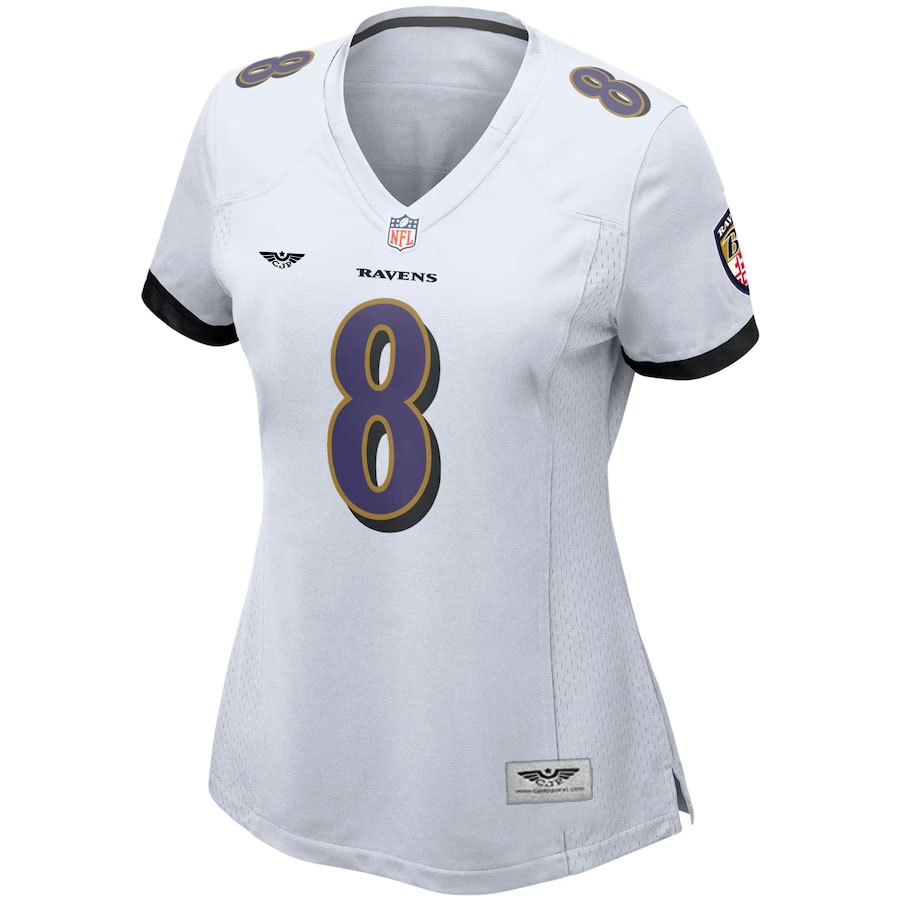 Lamar-Jackson-Baltimore-Ravens-CJP-Apparel-Women's-Game-Jersey---White.Furent-Viwe