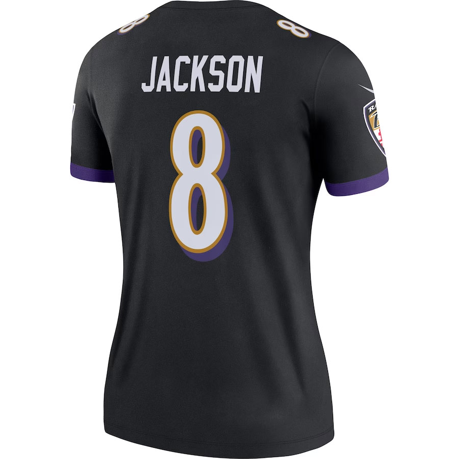 Lamar-Jackson-Baltimore-Ravens-CJP-Apparel-Women's-Legend-Team-Jersey---Black-Back-Viwe