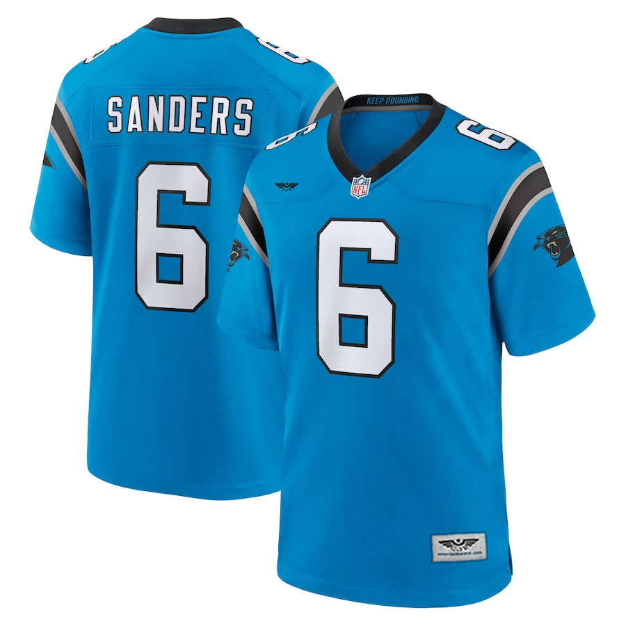 Miles-Sanders-Carolina-Panthers-CJP-Apparel-Team-Game-Jersey---Blue