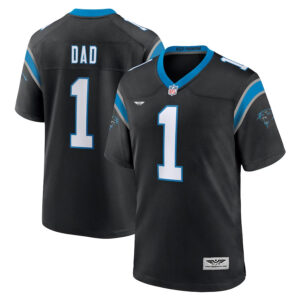 Number 1 Dad Carolina Panthers CJP Apparel Game Jersey - Black