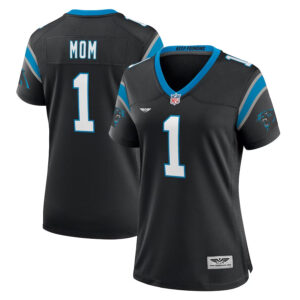 Number 1 Mom Carolina Panthers CJP Apparel Women's Game Jersey - Black