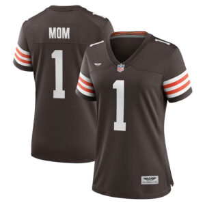 Number 1 Mom Cleveland Browns CJP Apparel Women's Game Jersey - Brown