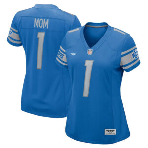 Number 1 Mom Detroit Lions CJP Apparel Women's Game Jersey - Blue