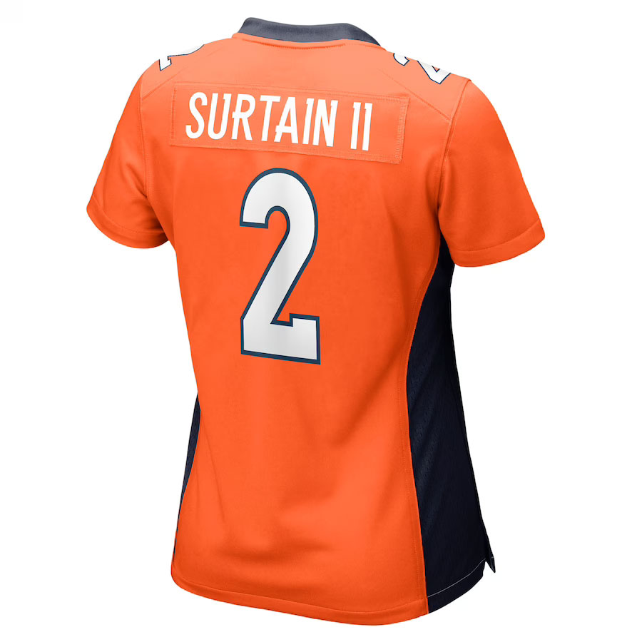 Patrick-Surtain-II-Denver-Broncos-CJP-Apparel-Women's-Game-Jersey---Orange.Back-Viwe