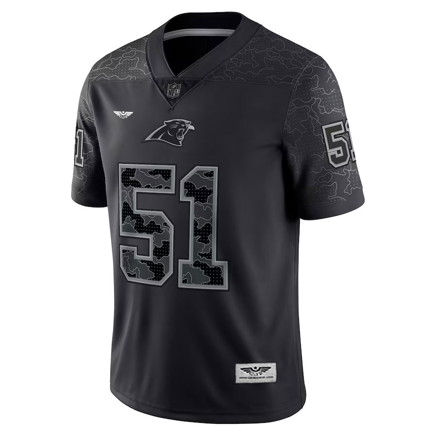 Sam-Mills-Carolina-Panthers-CJP-Apparel-Retired-Player-RFLCTV-Limited-Jersey---Black.Furent-Viwe