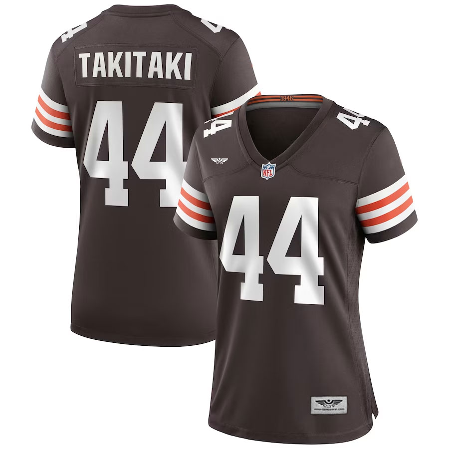 Sione-Takitaki-Cleveland-Browns-CJP-Apparel-Women's-Game-Jersey---Brown