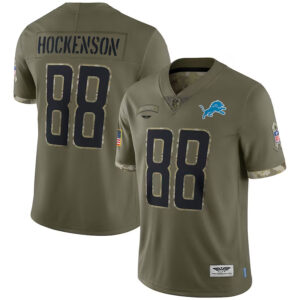 T.J. Hockenson Detroit Lions CJP Apparel 2022 Salute To Service Limited Jersey - Olive