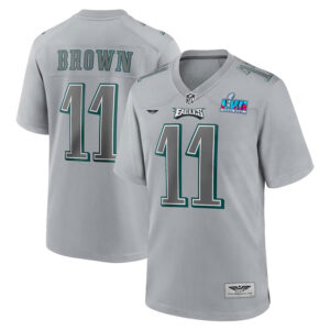 A.J. Brown Philadelphia Eagles CJP Apparel Super Bowl LVII Patch Atmosphere Fashion Game Jersey - Gray