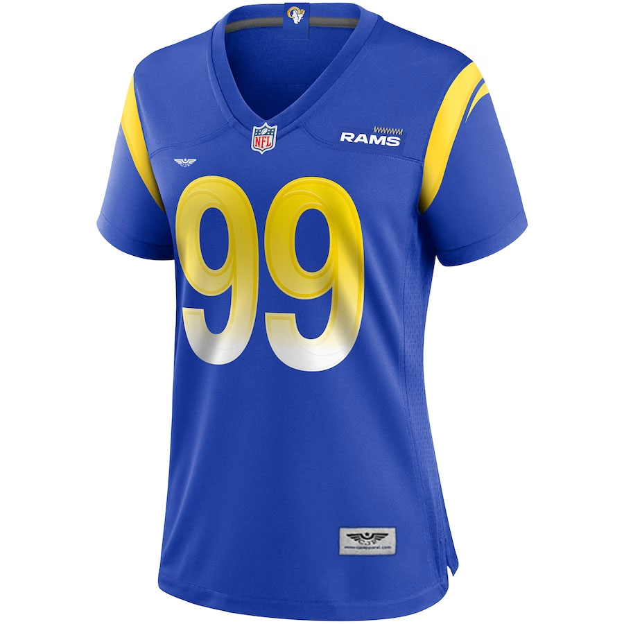 Aaron-Donald-Los-Angeles-Rams-CJP-Apparel-Women's-Player-Jersey---Royal.Furent-Viwe