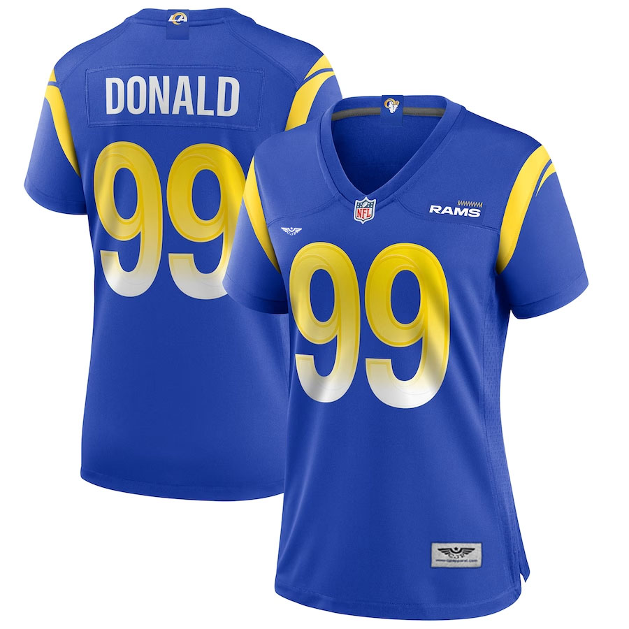 Aaron-Donald-Los-Angeles-Rams-CJP-Apparel-Women's-Player-Jersey---Royal
