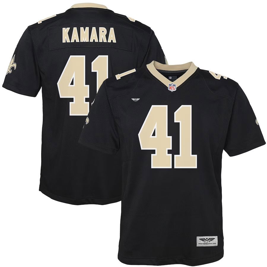 Alvin-Kamara-New-Orleans-Saints-CJP-Apparel-Youth-Game-Jersey---Black