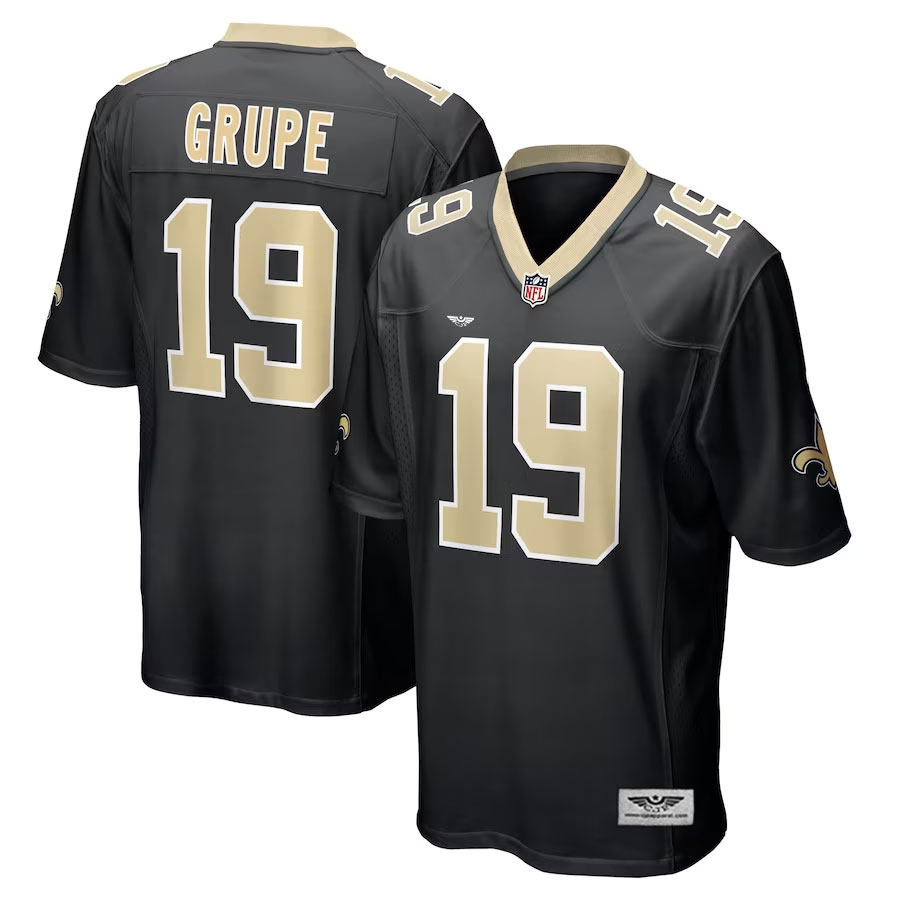 Blake-Grupe-New-Orleans-Saints-CJP-Apparel-Team-Game-Jersey---Black