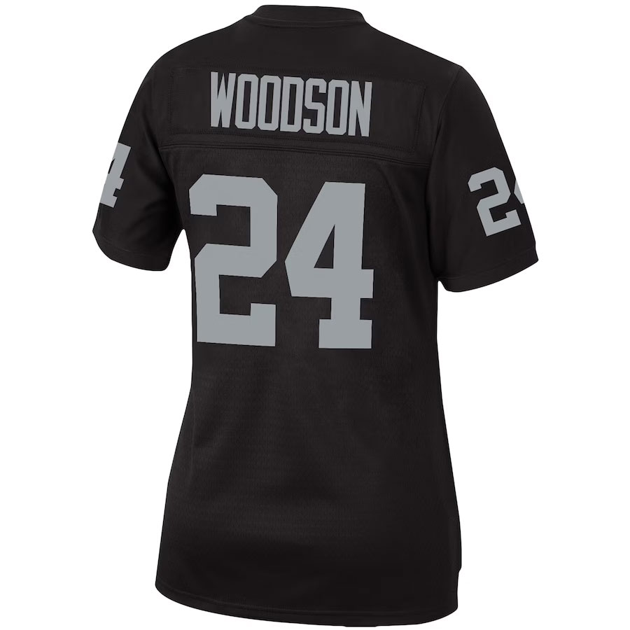 Charles-Woodson-Las-Vegas-Raiders-Mitchell-&-Ness-Women's-Legacy-New-Team-Jersey---Black.Back-Viwew