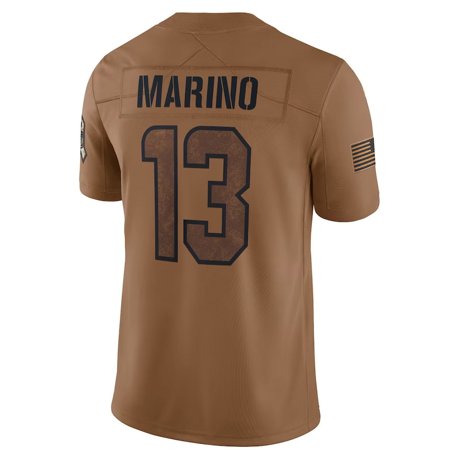 Dan-Marino-Miami-Dolphins-CJP-Apparel-2023-Salute-To-Service-Retired-Player-Limited-Jersey---Brown.Bck-Viwe