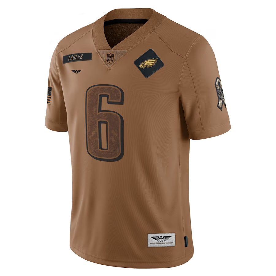 DeVonta-Smith-Philadelphia-Eagles-CJP-Apparel-2023-Salute-To-Service-Limited-Jersey---Brown.Furent-Viwe