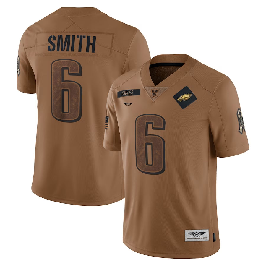 DeVonta-Smith-Philadelphia-Eagles-CJP-Apparel-2023-Salute-To-Service-Limited-Jersey---Brown