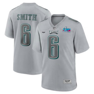 DeVonta Smith Philadelphia Eagles CJP Apparel Super Bowl LVII Patch Atmosphere Fashion Game Jersey - Gray