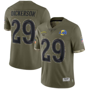 Eric Dickerson Los Angeles Rams 2022 Salute To Service Retired Player Limited Jersey - Olive