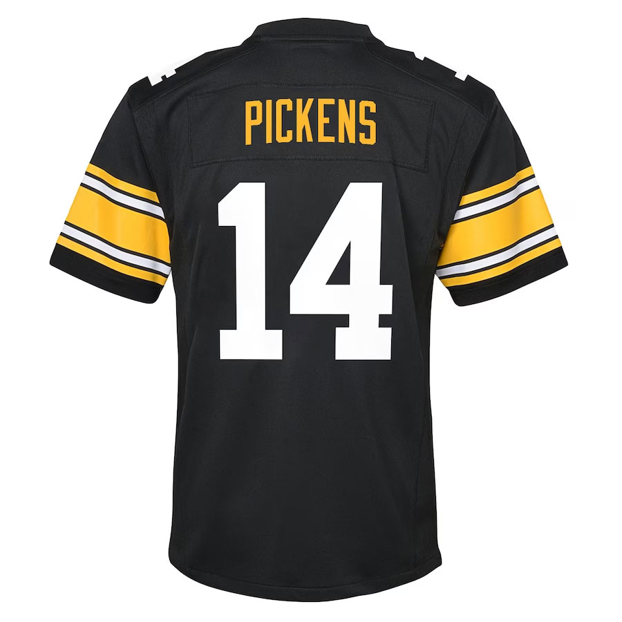 George-Pickens-Pittsburgh-Steelers-CJP-Apparel-Youth-Game-Jersey---Black.Back-View