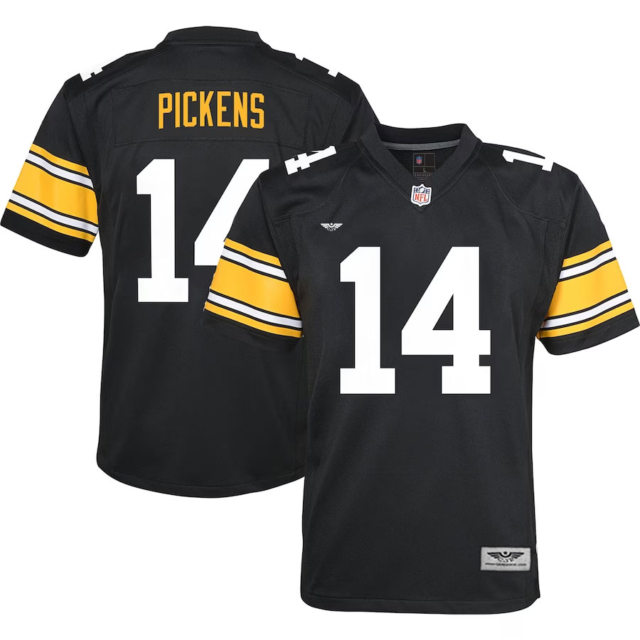 George-Pickens-Pittsburgh-Steelers-CJP-Apparel-Youth-Game-Jersey---Black