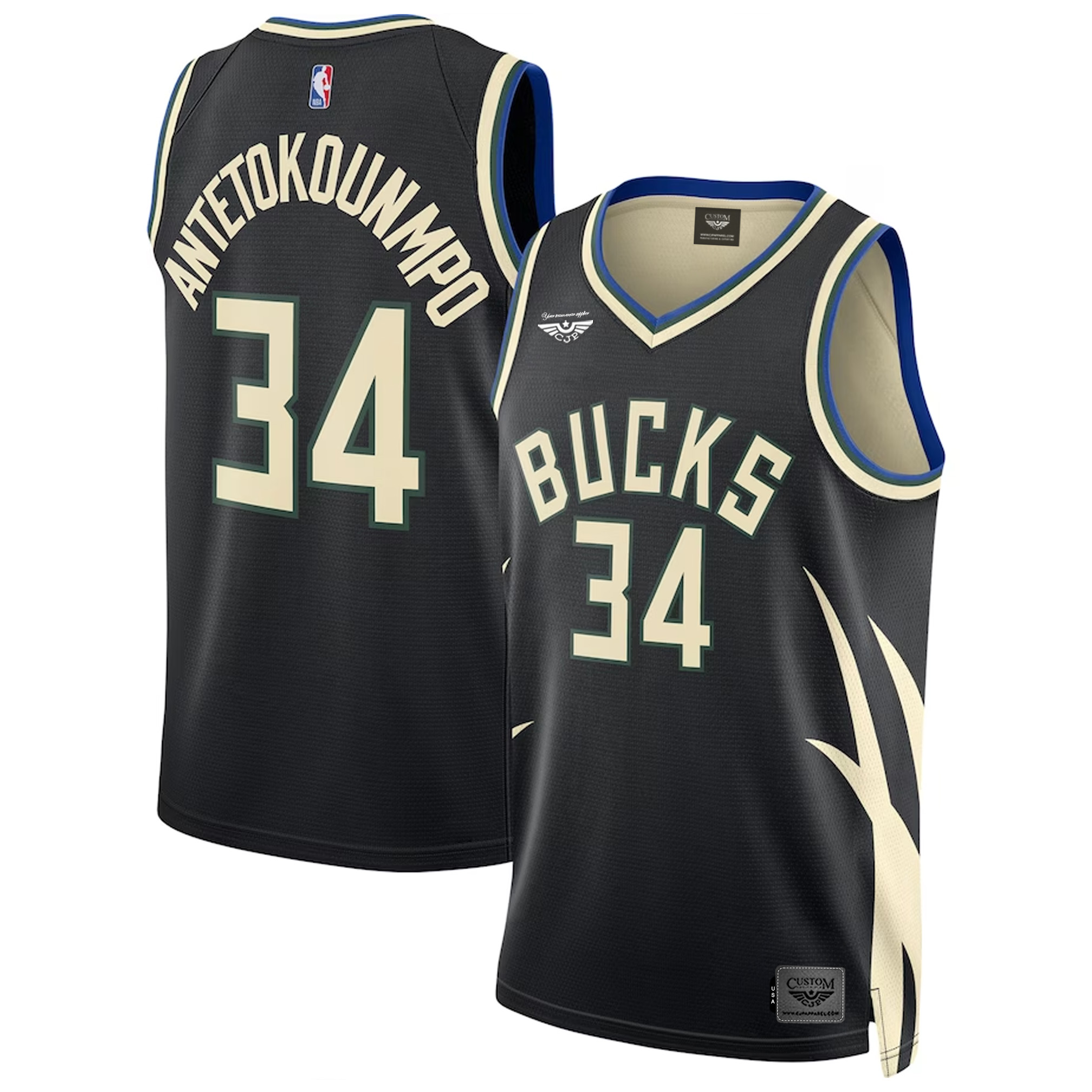 Giannis Antetokounmpo Milwaukee Bucks Jordan Brand Unisex Swingman Jersey - Statement Edition - Black both