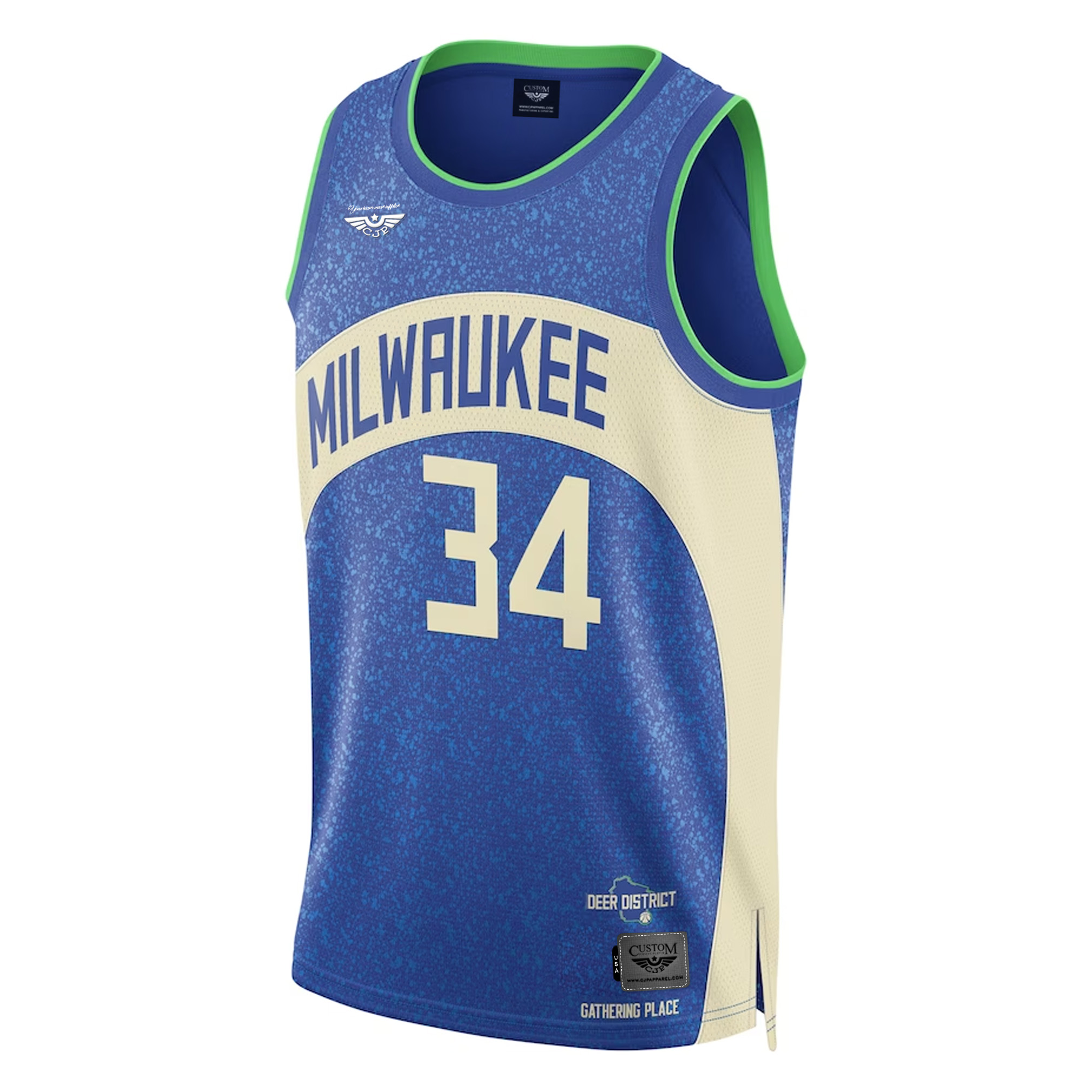 Giannis Antetokounmpo Milwaukee Bucks CJP APPAREL Unisex 2023-24 Swingman Jersey - Blue - City Edition front