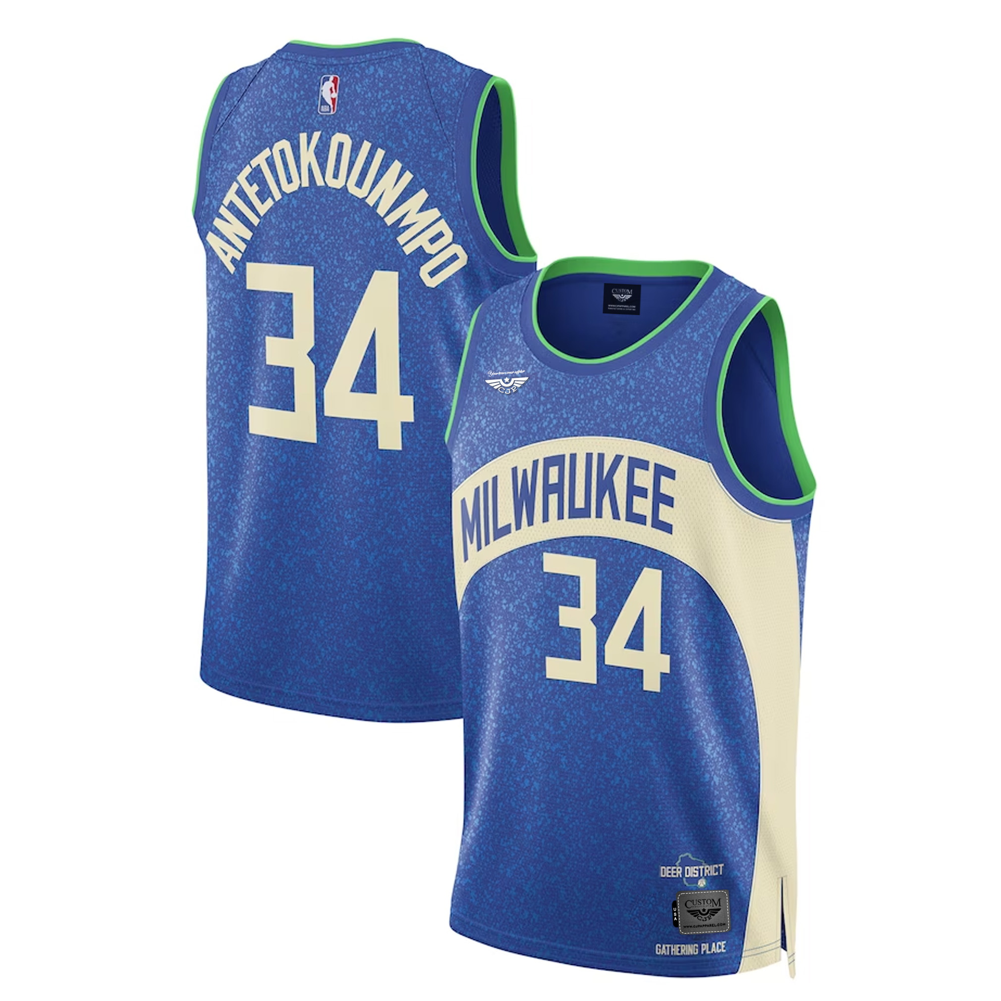 Giannis Antetokounmpo Milwaukee Bucks CJP APPAREL Unisex 20230-24 Swingman Jersey - Blue - City Edition both