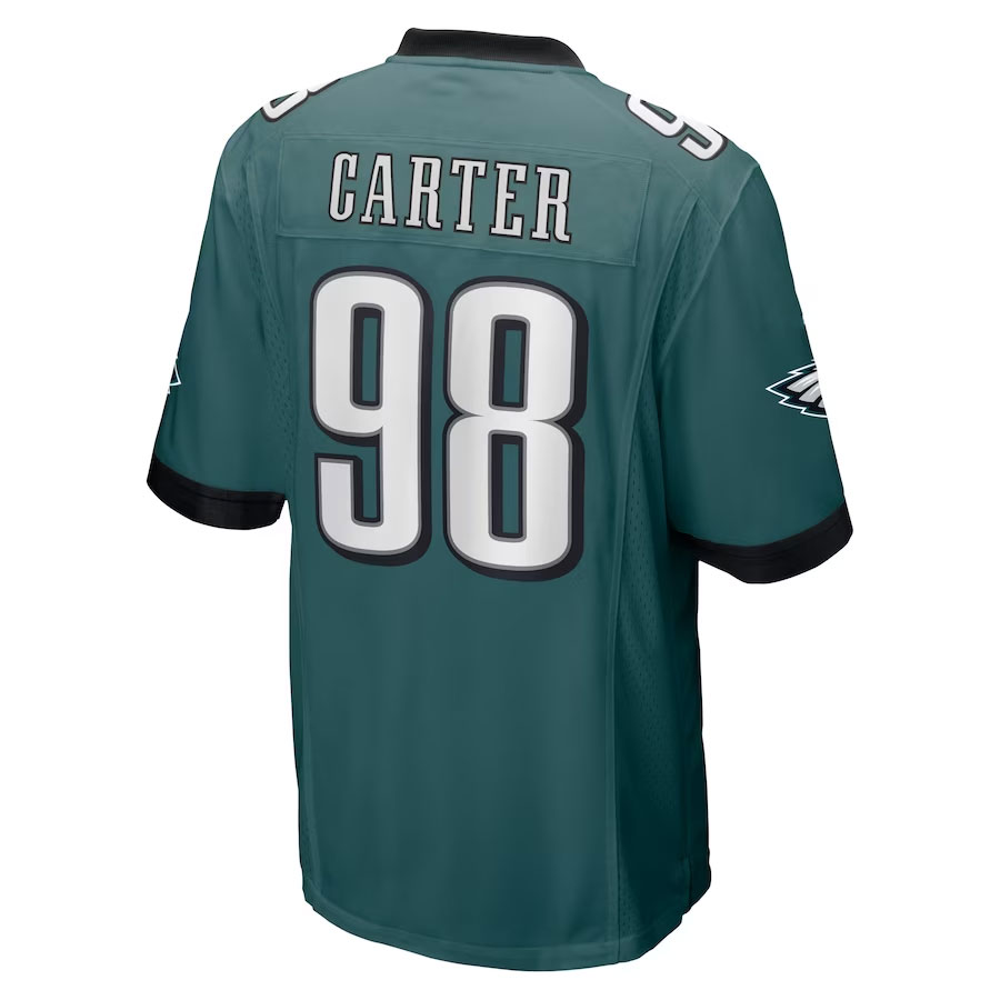 Jalen-Carter-Philadelphia-Eagles-CJP-Apparel-2023-NFL-Draft-First-Round-Pick-Game-Jersey---Midnight-Green.Back-Viwe