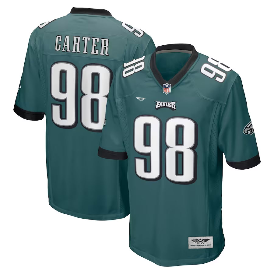 Jalen-Carter-Philadelphia-Eagles-CJP-Apparel-2023-NFL-Draft-First-Round-Pick-Game-Jersey---Midnight-Green