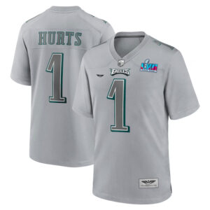 Jalen Hurts Philadelphia Eagles CJP Apparel Super Bowl LVII Patch Atmosphere Fashion Game Jersey - Gray