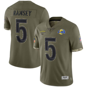 Jalen Ramsey Los Angeles Rams CJP Apparel 2022 Salute To Service Limited Jersey - Olive