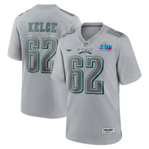 Jason Kelce Philadelphia Eagles CJP Apparel Super Bowl LVII Patch Atmosphere Fashion Game Jersey - Gray