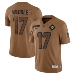 Jaylen Waddle Miami Dolphins  CJP Apparel 2023 Salute To Service Limited Jersey - Brown
