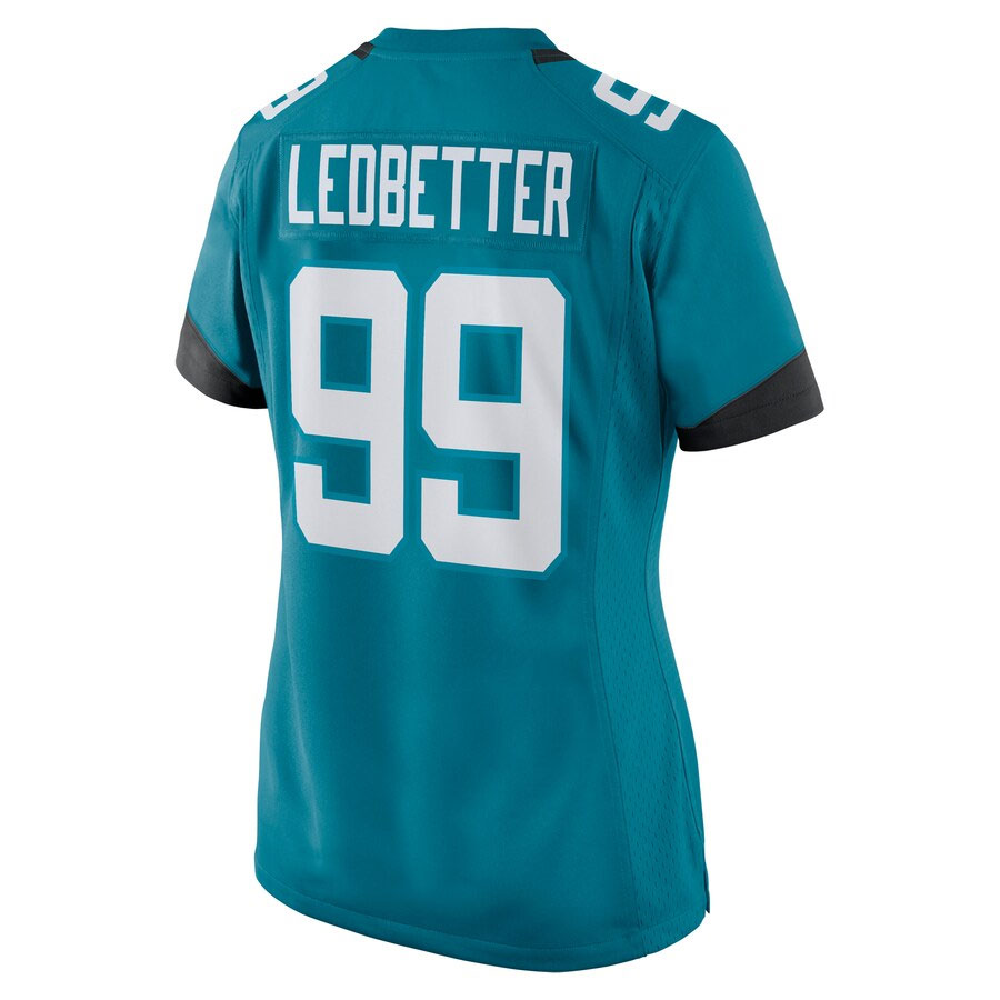 Jeremiah-Ledbetter-Jacksonville-Jaguars-CJP-Apparel-Women's-Home-Game-Player-Jersey---Teal.Back-Viwe