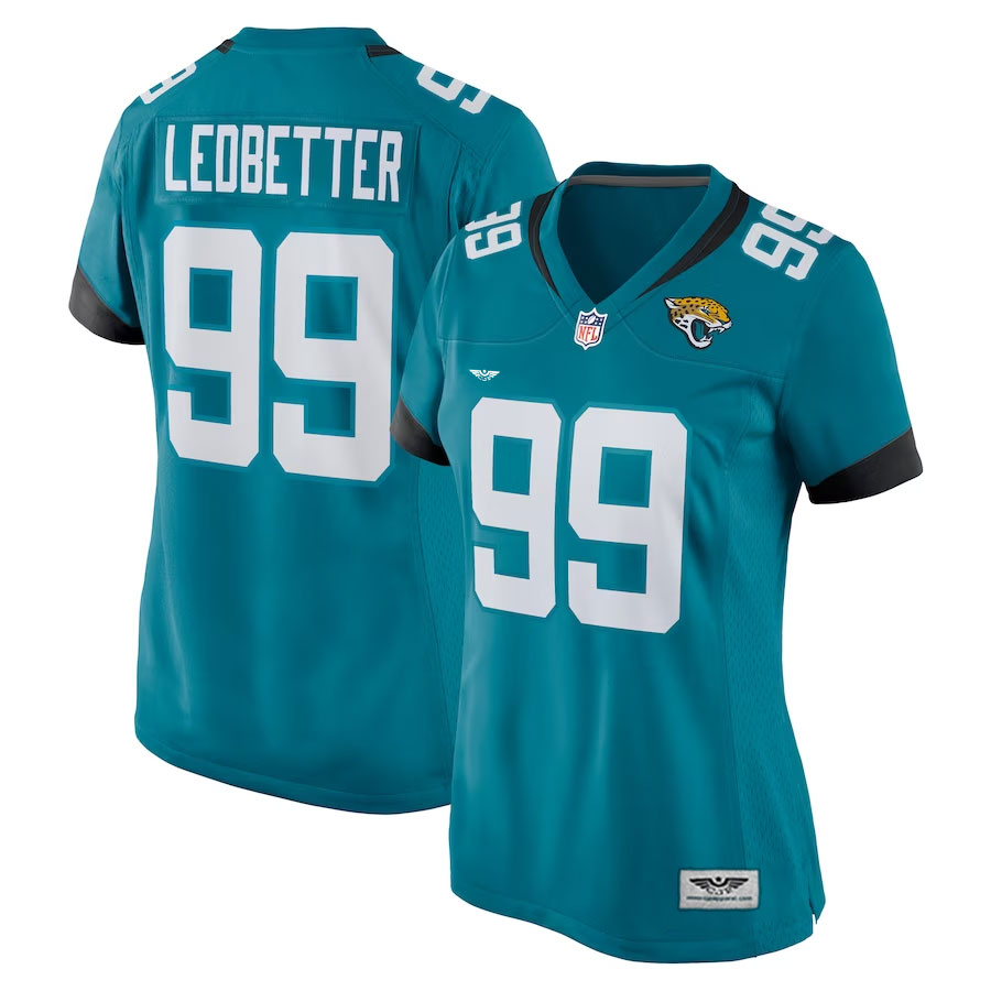 Jeremiah-Ledbetter-Jacksonville-Jaguars-CJP-Apparel-Women's-Home-Game-Player-Jersey---Teal