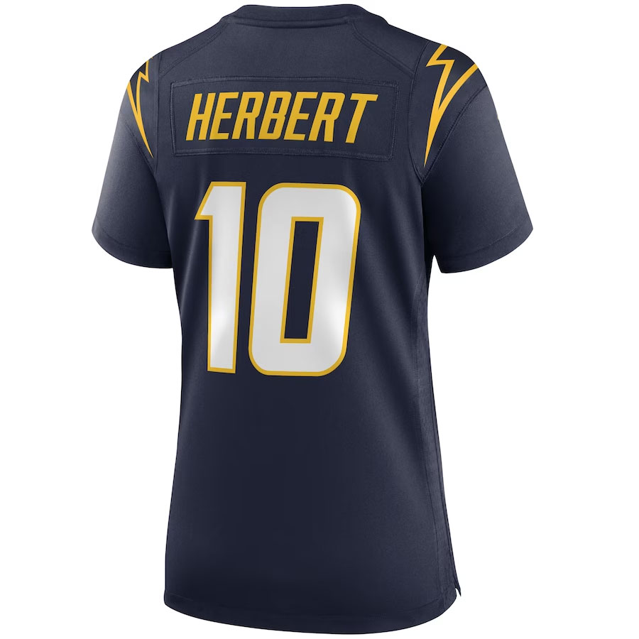 Justin-Herbert-Los-Angeles-Chargers-CJP-Apparel-Women's-Alternate-Game-Jersey---Navy.Back-Viwe
