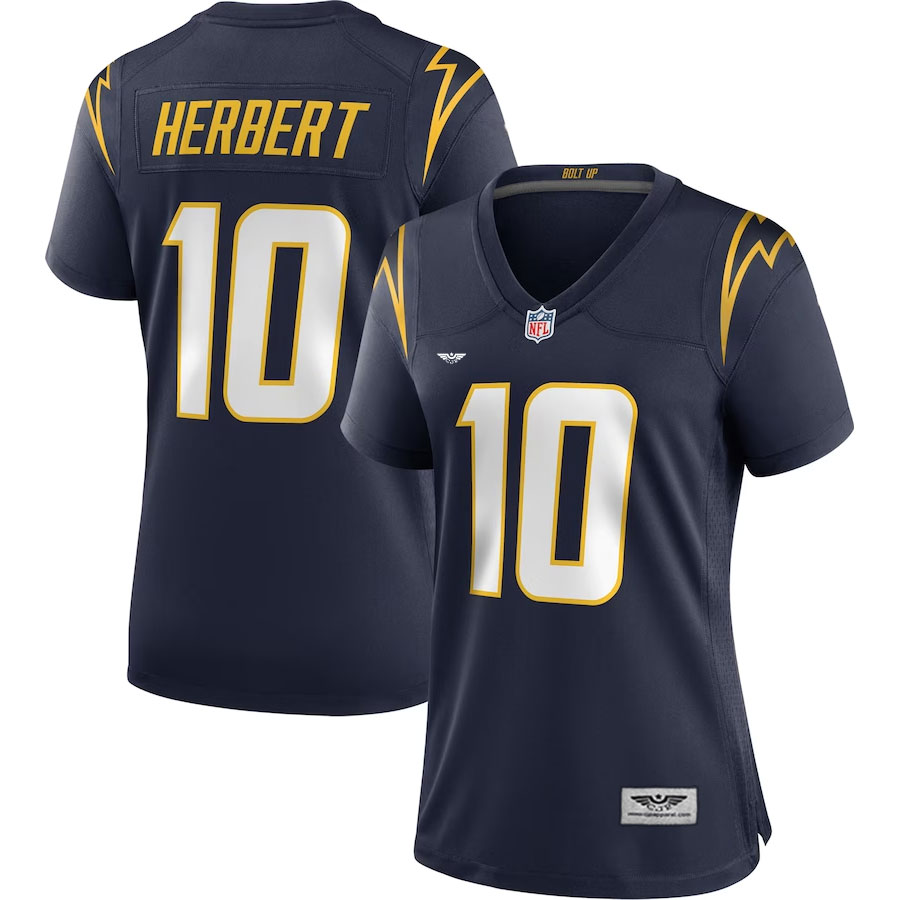 Justin-Herbert-Los-Angeles-Chargers-CJP-Apparel-Women's-Alternate-Game-Jersey---Navy