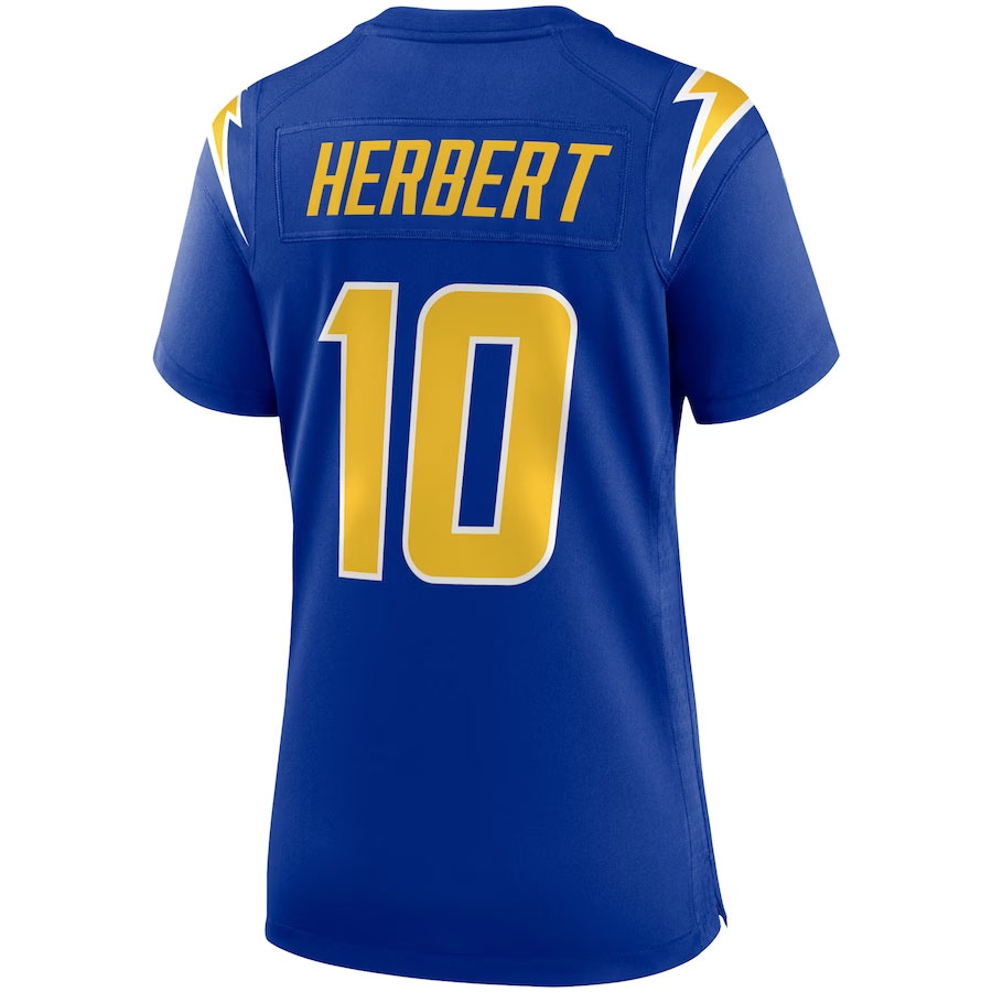 Justin-Herbert-Los-Angeles-Chargers-CJP-Apparel-Women's-Game-Jersey---Royal.Bck-Viwe